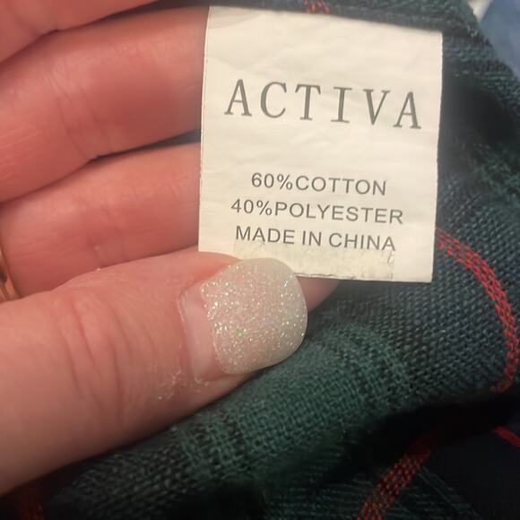 Activa mens green, blue and red plaid Flannel Shirt size large - Picture 7 of 7